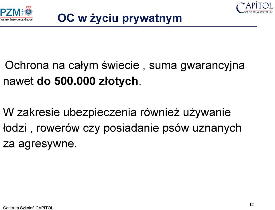 W zakresie ubezpieczenia również używanie