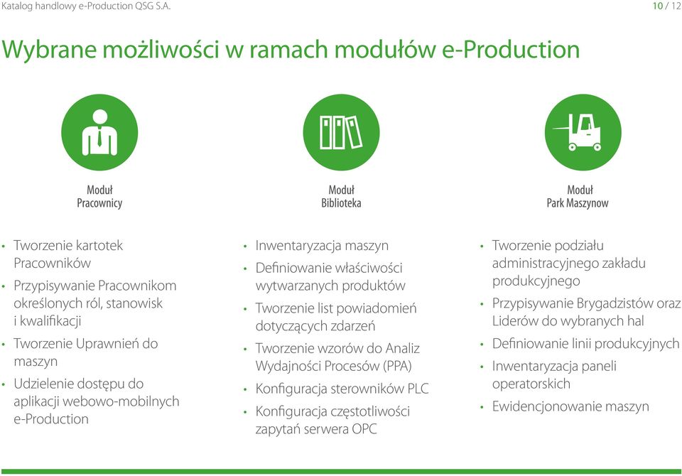 dotyczących zdarzeń Tworzenie wzorów do Analiz Wydajności Procesów (PPA) Konfiguracja sterowników PLC Konfiguracja częstotliwości zapytań serwera OPC Tworzenie podziału