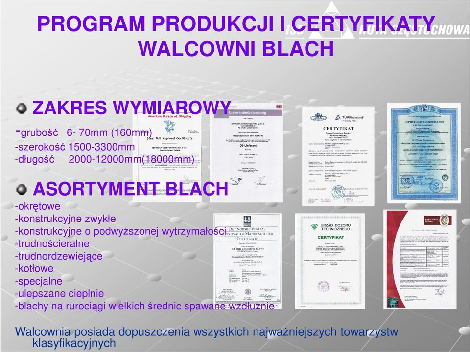 wytrzymałości -trudnościeralne -trudnordzewiejące -kotłowe -specjalne -ulepszane cieplnie -blachy na rurociągi