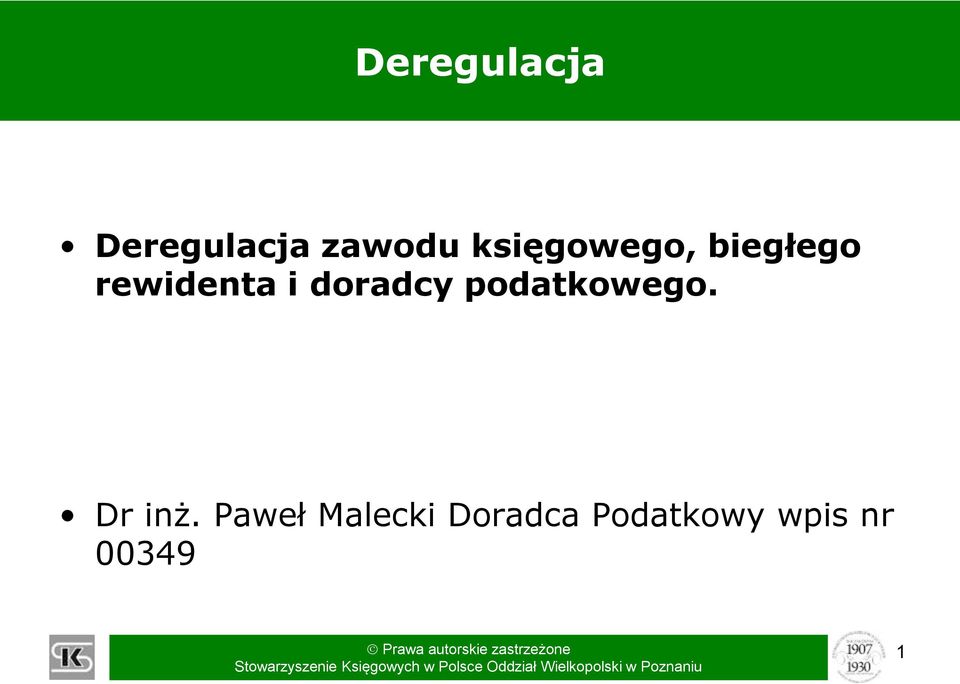 doradcy podatkowego. Dr inż.