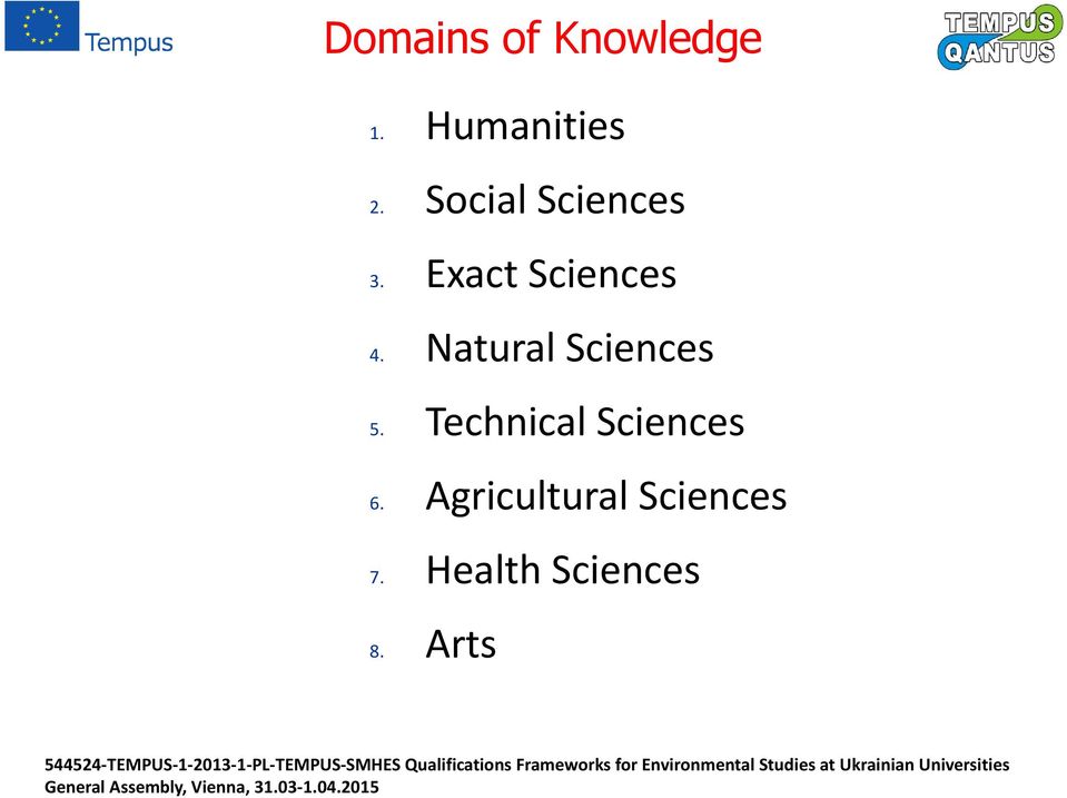 Natural Sciences 5. Technical Sciences 6.