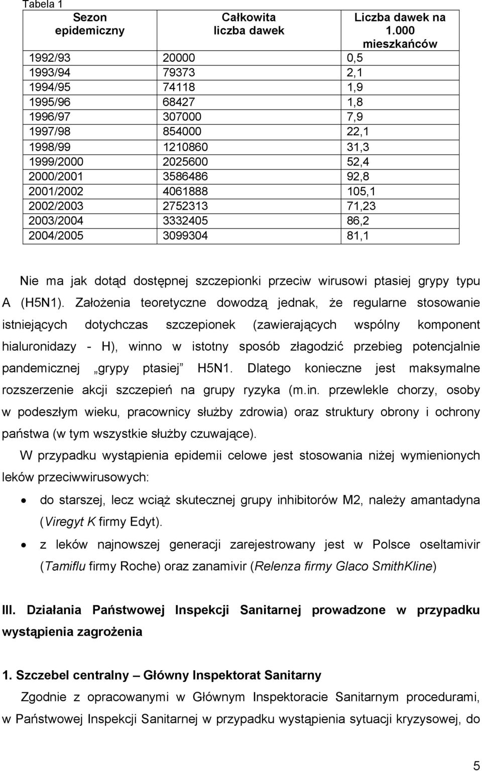 000 mieszkańców Nie ma jak dotąd dostępnej szczepionki przeciw wirusowi ptasiej grypy typu A (H5N1).