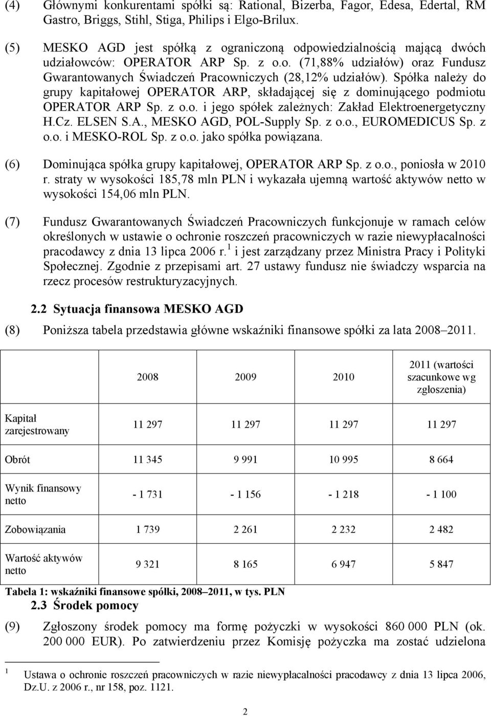 Spółka należy do grupy kapitałowej OPERATOR ARP, składającej się z dominującego podmiotu OPERATOR ARP Sp. z o.o. i jego spółek zależnych: Zakład Elektroenergetyczny H.Cz. ELSEN S.A., MESKO AGD, POL-Supply Sp.