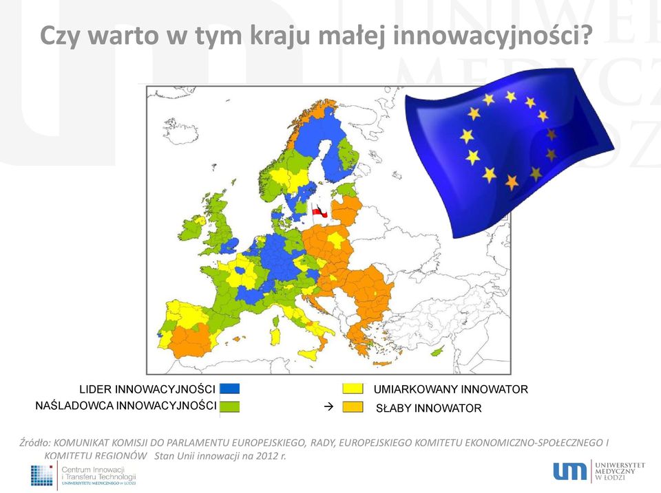 SŁABY INNOWATOR Źródło: KOMUNIKAT KOMISJI DO PARLAMENTU EUROPEJSKIEGO,