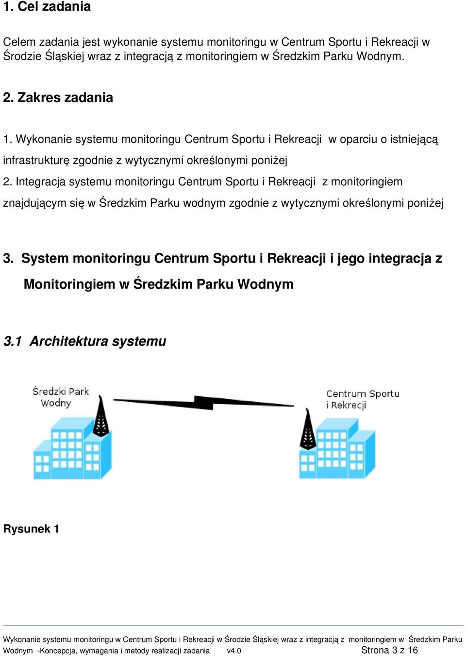 Wykonanie systemu monitoringu Centrum Sportu i Rekreacji w oparciu o istniejącą infrastrukturę zgodnie z wytycznymi określonymi poniżej 2.