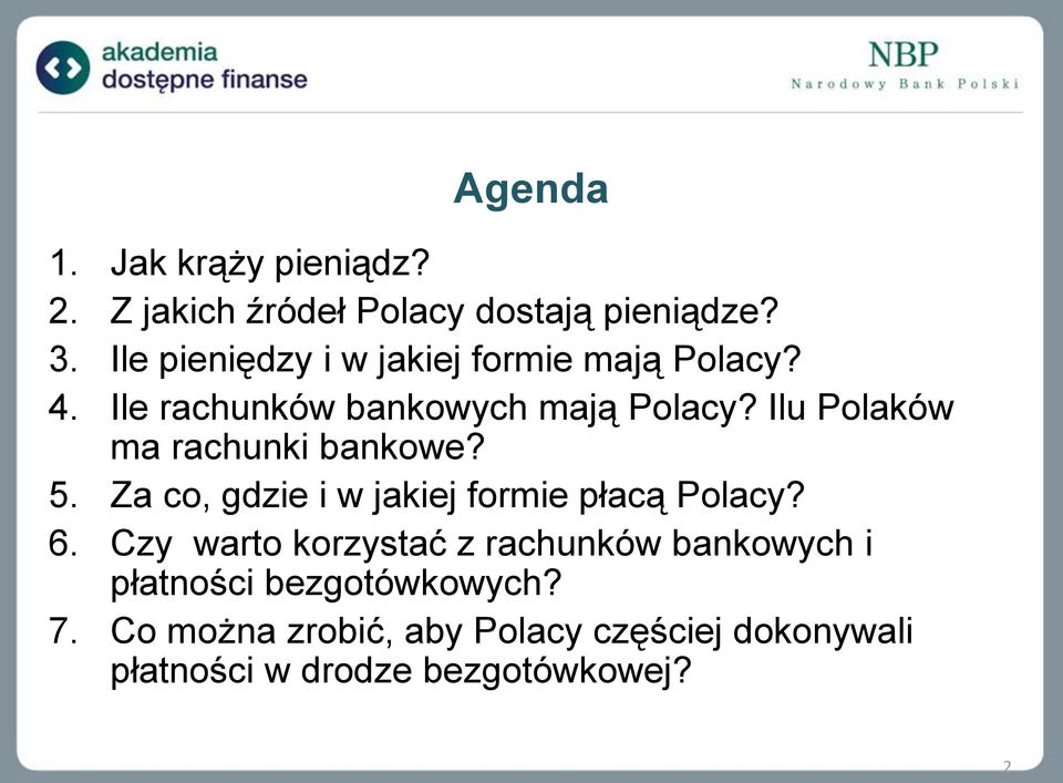 Ilu Polaków ma rachunki bankowe? 5. Za co, gdzie i w jakiej formie płacą Polacy? 6.