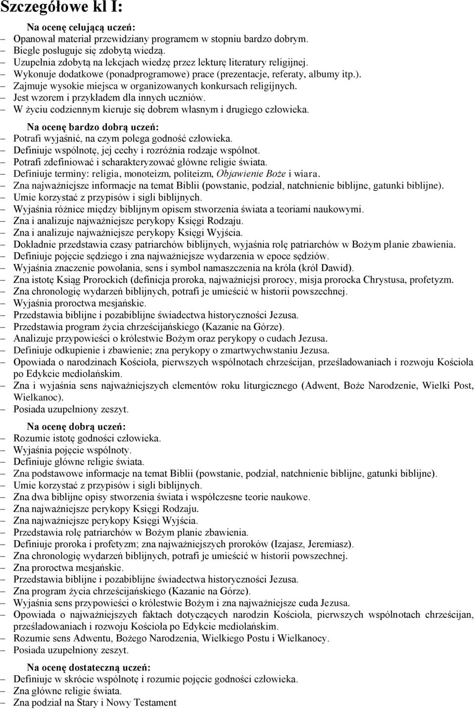 W życiu codziennym kieruje się dobrem własnym i drugiego człowieka. Potrafi wyjaśnić, na czym polega godność człowieka. Definiuje wspólnotę, jej cechy i rozróżnia rodzaje wspólnot.