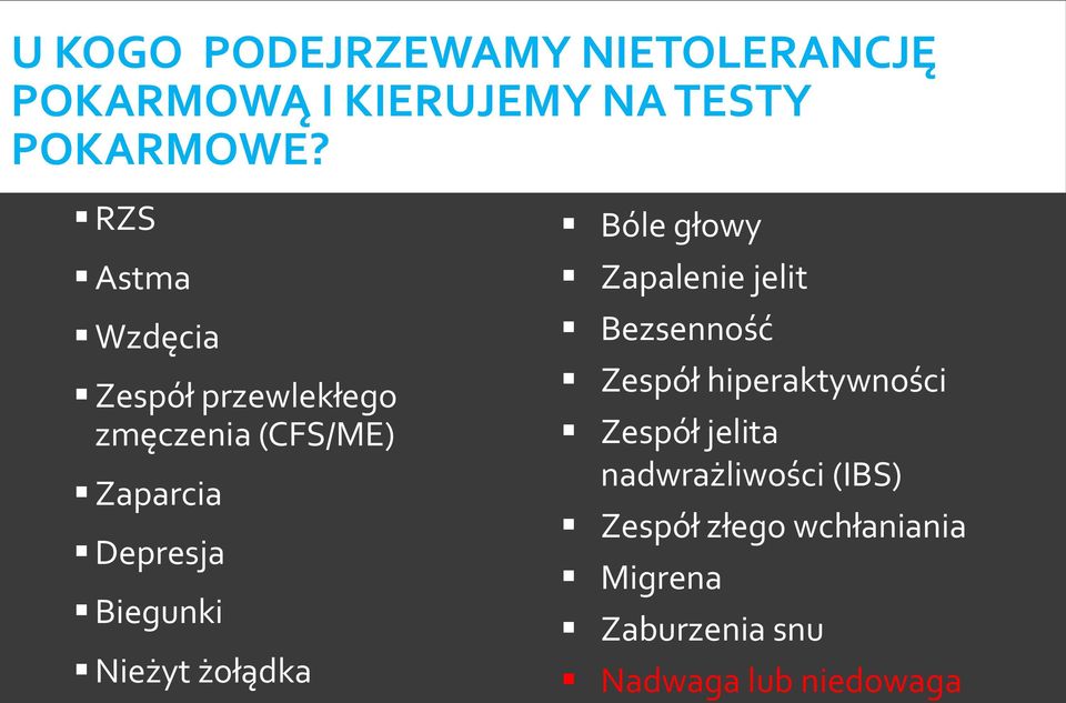 Nieżyt żołądka Bóle głowy Zapalenie jelit Bezsenność Zespół hiperaktywności Zespół