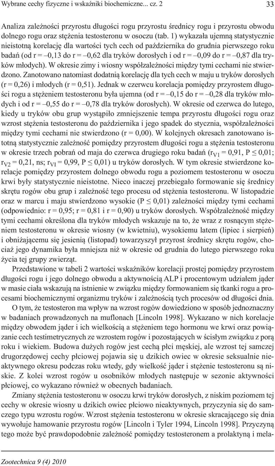 dla tryków młodych). W okresie zimy i wiosny współzależności między tymi cechami nie stwierdzono.
