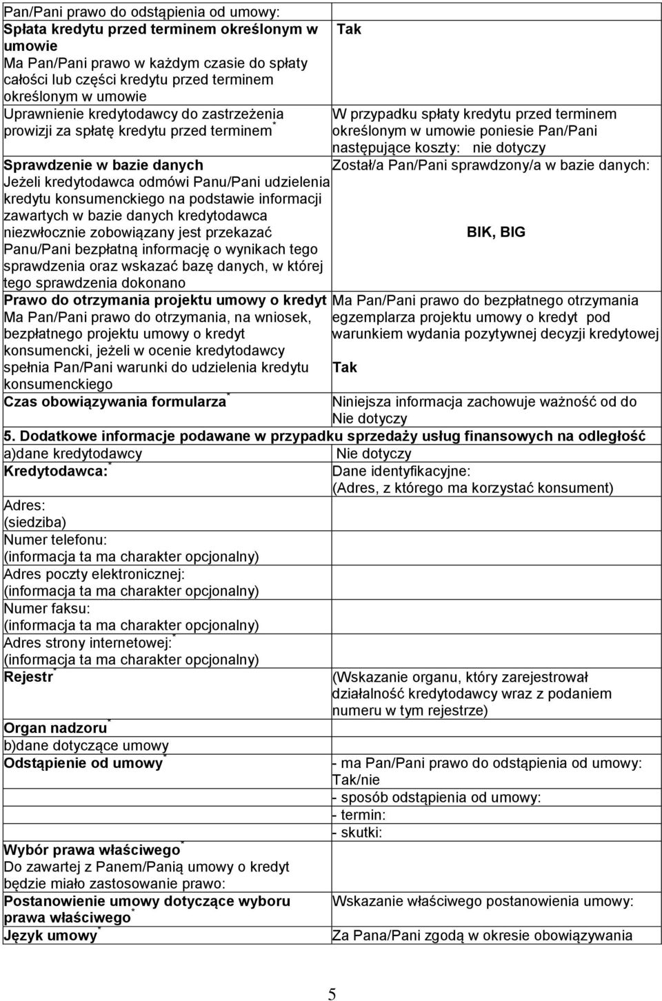 informacji zawartych w bazie danych kredytodawca niezwłocznie zobowiązany jest przekazać Panu/Pani bezpłatną informację o wynikach tego sprawdzenia oraz wskazać bazę danych, w której tego sprawdzenia