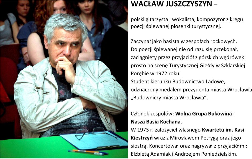 Student kierunku Budownictwo Lądowe, odznaczony medalem prezydenta miasta Wrocławia Budowniczy miasta Wrocławia.