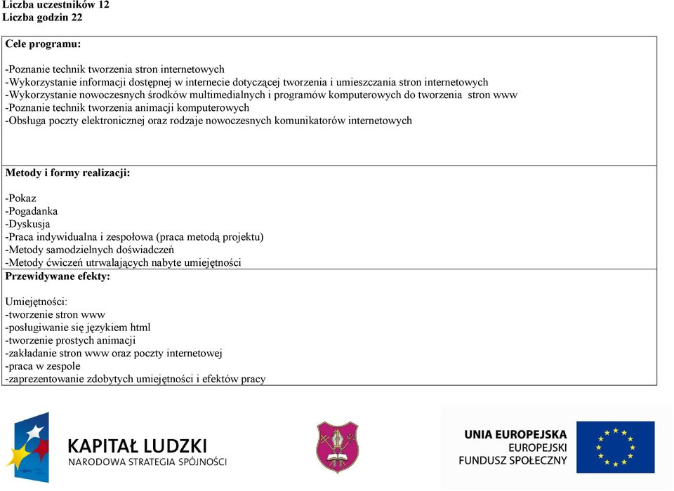 oraz rodzaje nowoczesnych komunikatorów internetowych Metody i formy realizacji: -Pokaz -Pogadanka -Dyskusja -Praca indywidualna i zespołowa (praca metodą projektu) -Metody samodzielnych doświadczeń