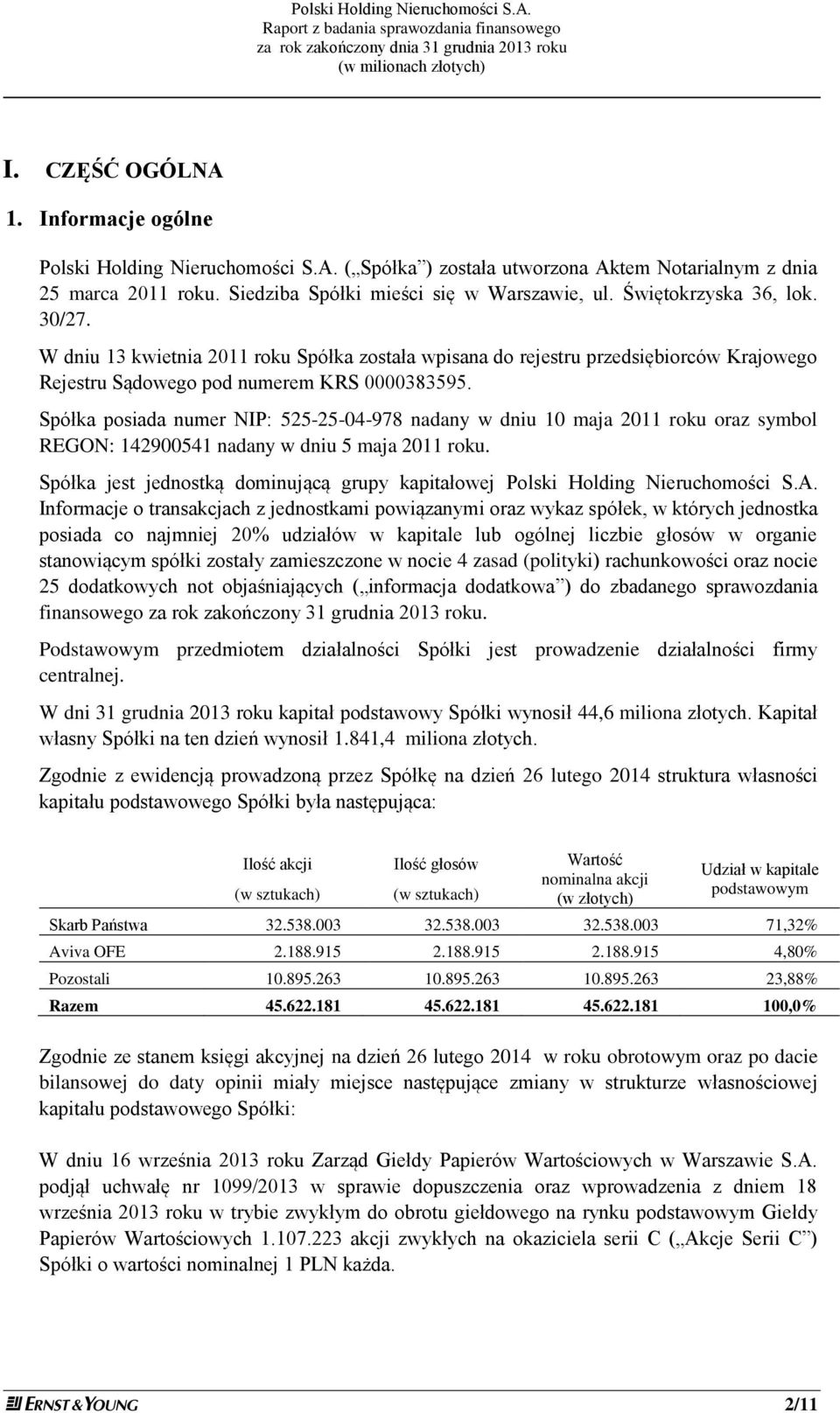 Spółka posiada numer NIP: 525-25-04-978 nadany w dniu 10 maja 2011 roku oraz symbol REGON: 142900541 nadany w dniu 5 maja 2011 roku.