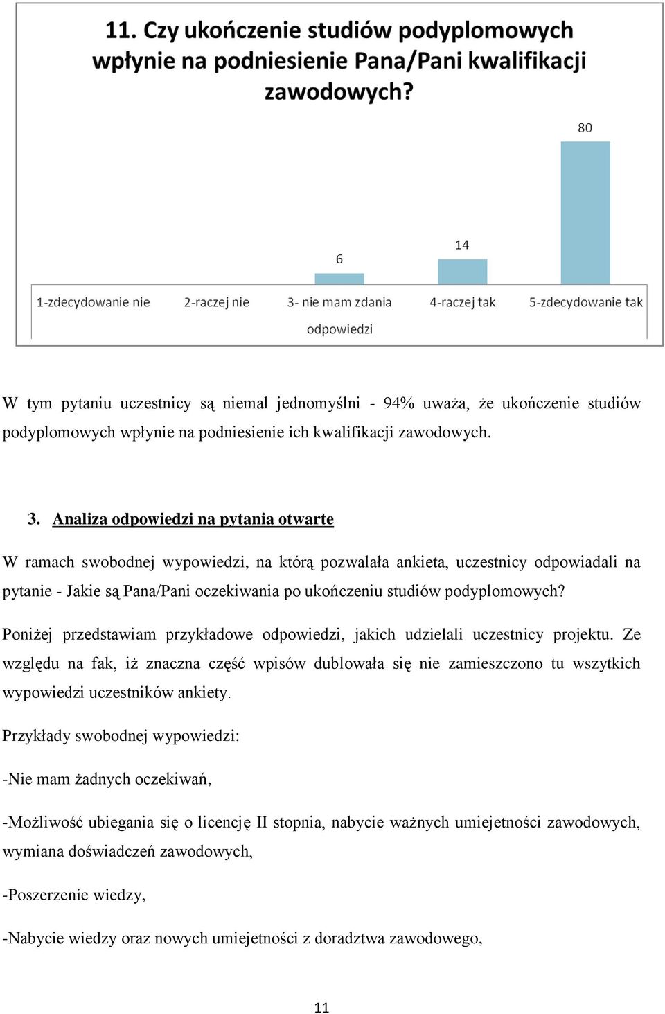 Poniżej przedstawiam przykładowe odpowiedzi, jakich udzielali uczestnicy projektu.