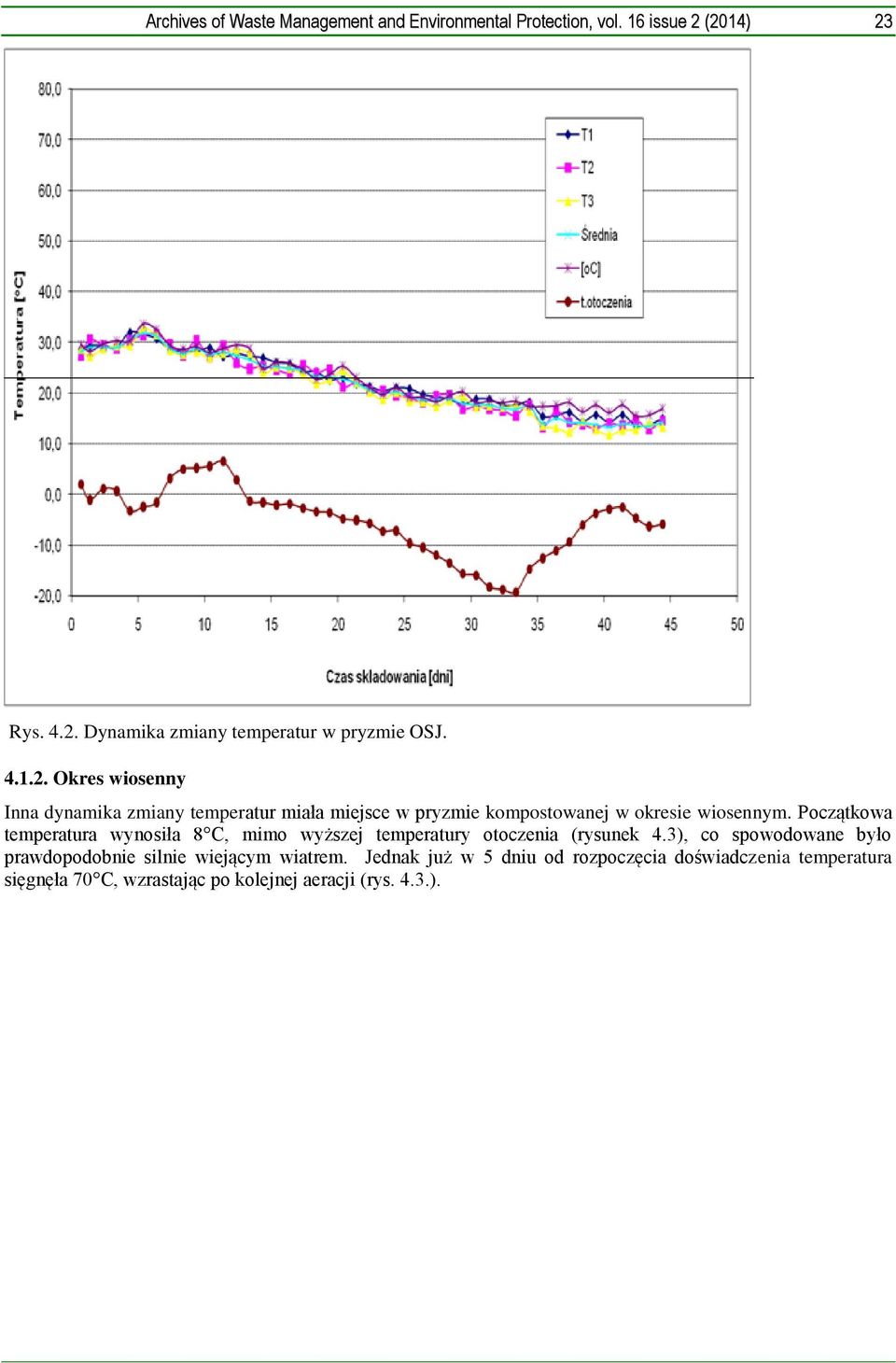 Początkowa temperatura wynosiła 8 C, mimo wyższej temperatury otoczenia (rysunek 4.