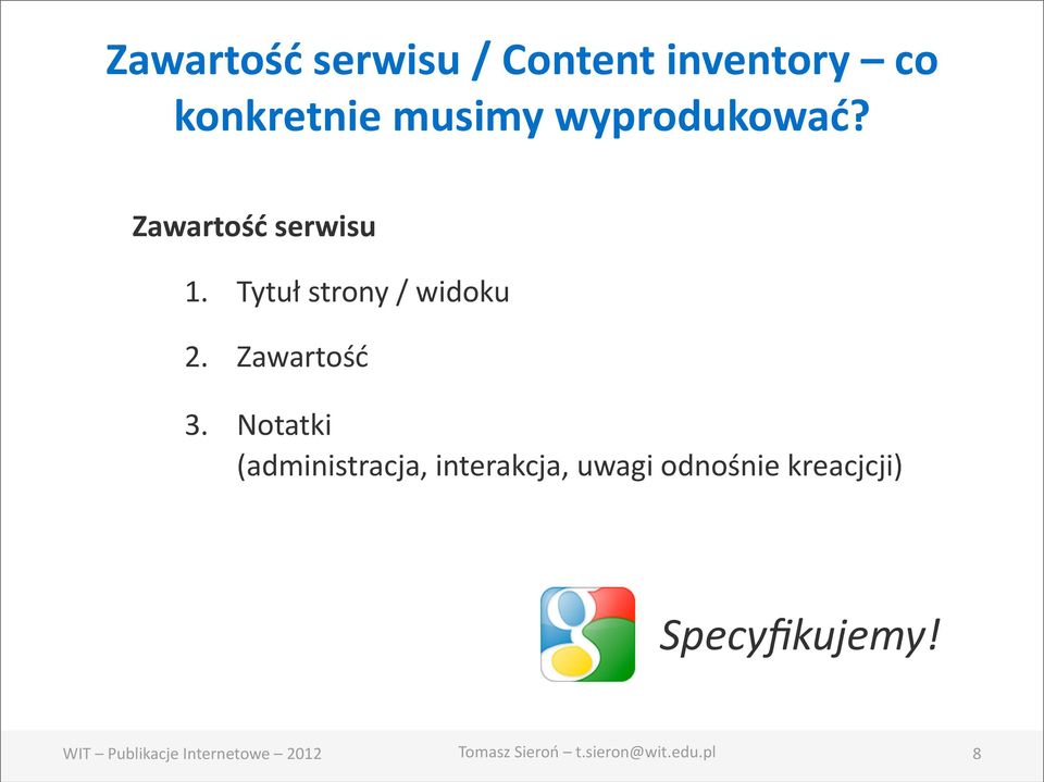 Tytuł strony / widoku 2. Zawartość 3.