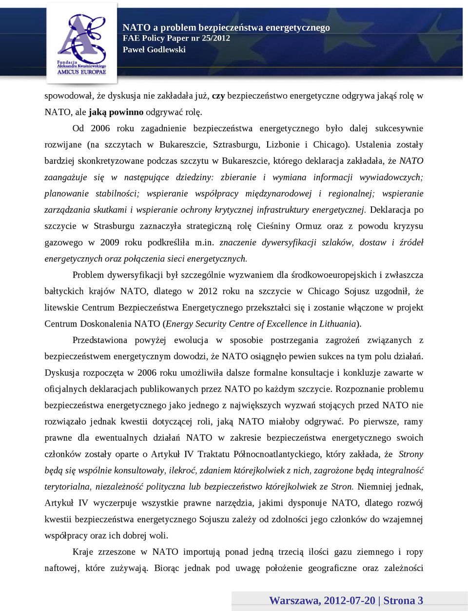 Ustalenia zostały bardziej skonkretyzowane podczas szczytu w Bukareszcie, którego deklaracja zakładała, że NATO zaangażuje się w następujące dziedziny: zbieranie i wymiana informacji wywiadowczych;