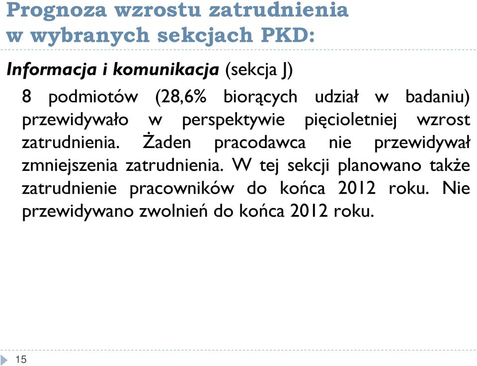 zatrudnienia. Żaden pracodawca nie przewidywał zmniejszenia zatrudnienia.