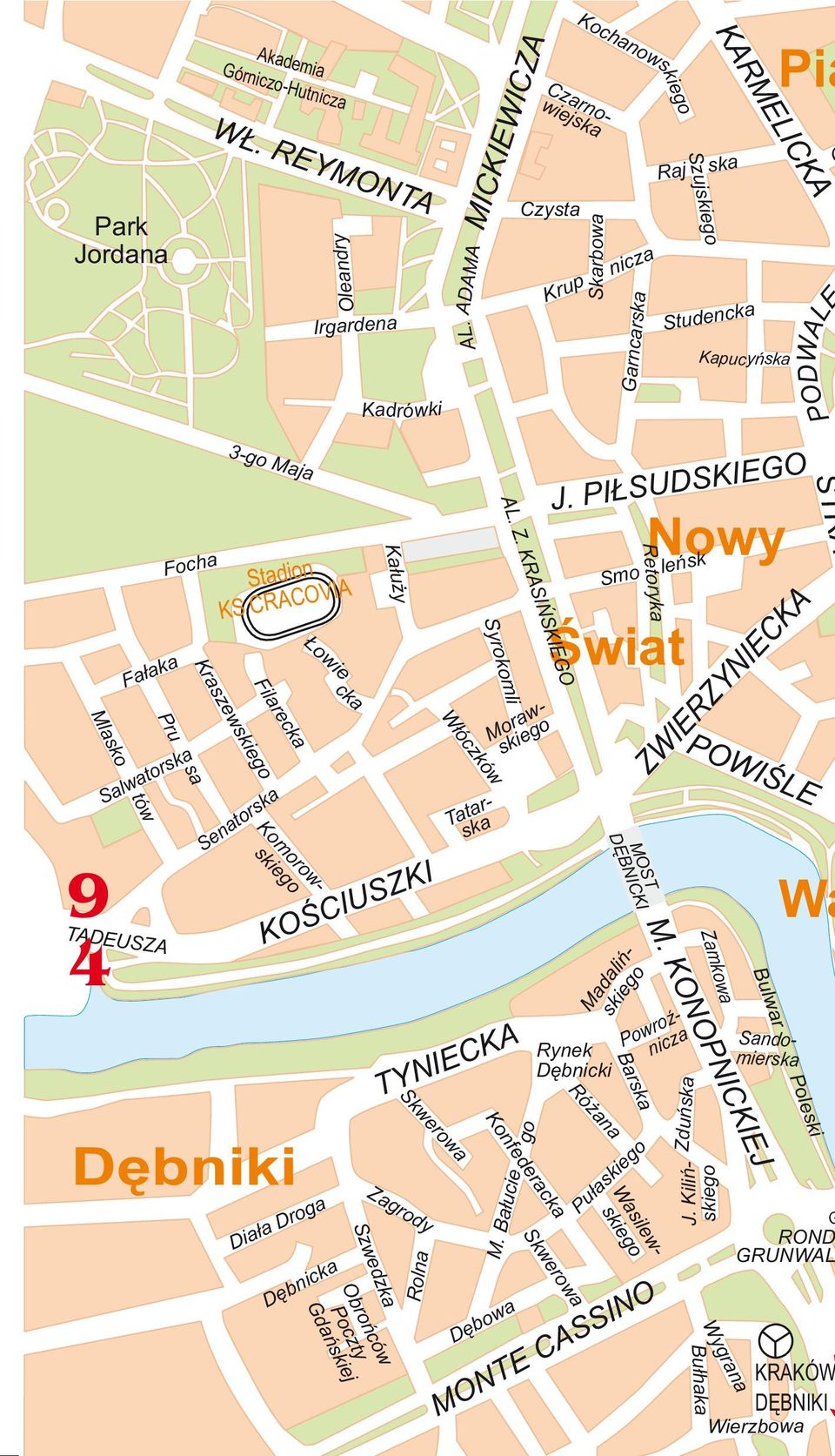 Salwatorska Kraszewskiego 3-go Maja Stadion KS CRACOVIA Filarecka Senatorska Dêbniki owie cka KOŒCIUSZKI Dia³a Droga Obroñców Poczty Gdañskiej Dêbnicka Zagrody Szwedzka Ka³u y Skwerowa Rolna W³óczków