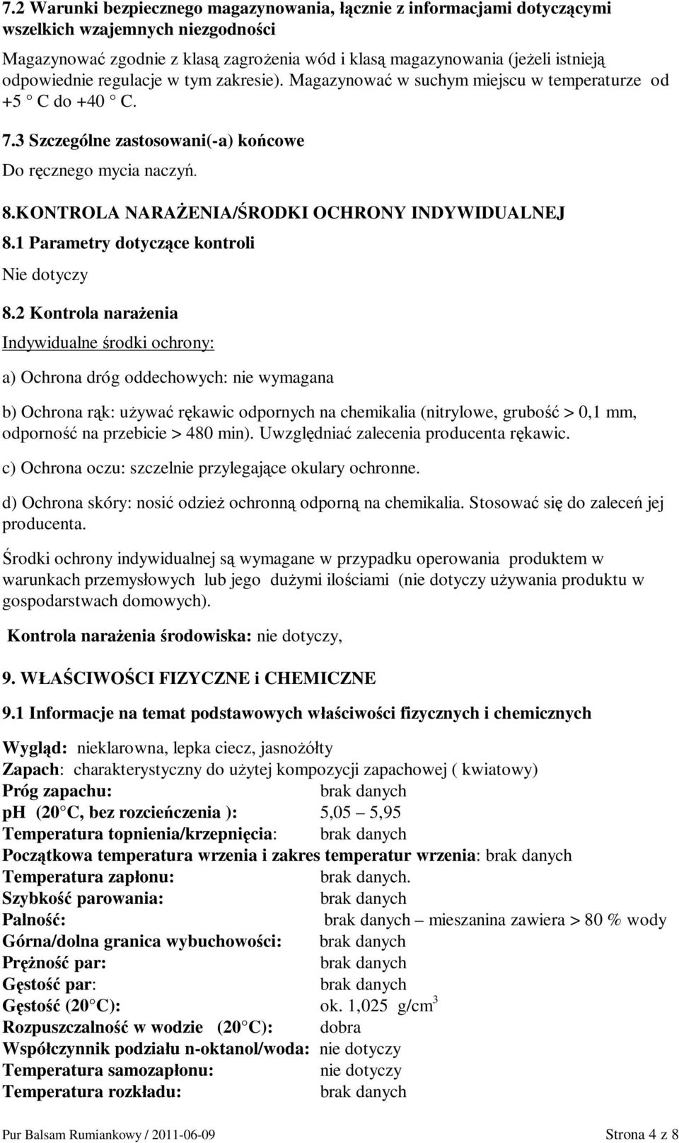 1 Parametry dotyczce kontroli 8.