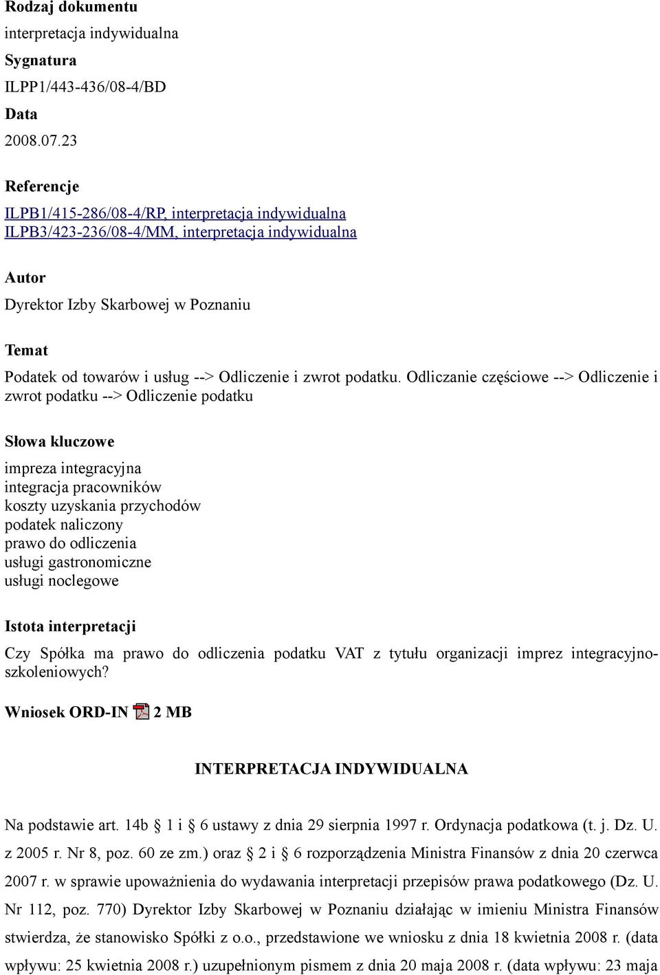 Odliczenie i zwrot podatku.