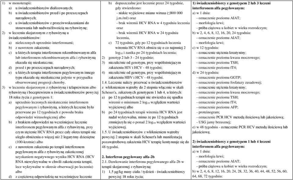 interferonem rekombinowanym alfa i rybawiryną okazała się nieskuteczna; d) przed i po przeszczepach narządowych; e) u których terapia interferonem pegylowanym innego typu okazała się nieskuteczna