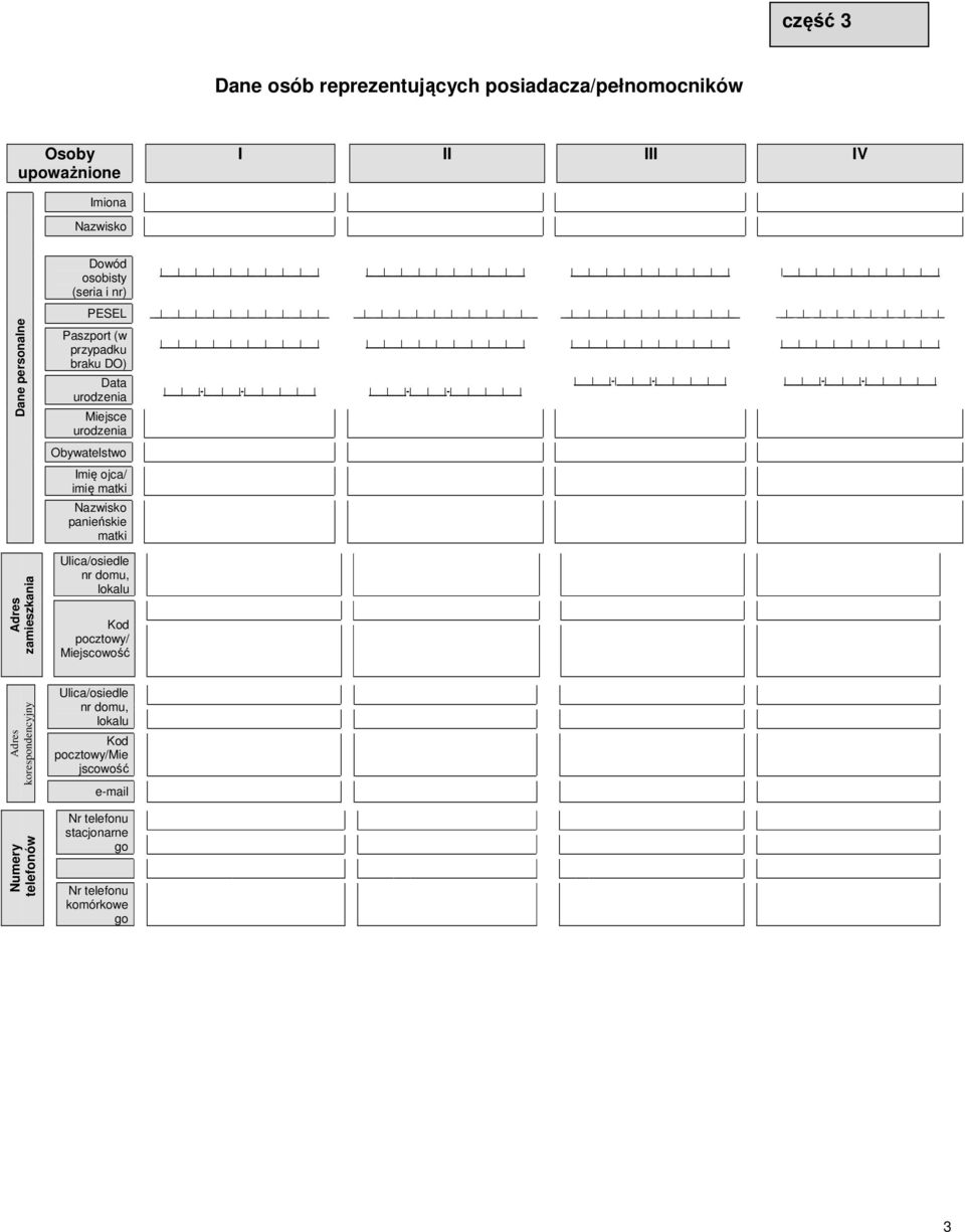 Imię ojca/ imię matki panieńskie matki Ulica/osiedle nr domu, lokalu Kod pocztowy/ Miejscowość Adres korespondencyjny Numery