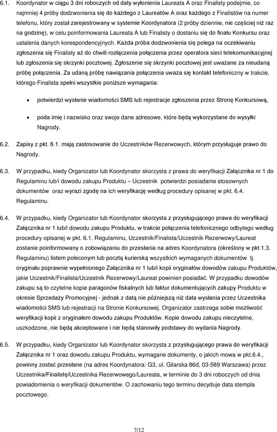 oraz ustalenia danych korespondencyjnych.