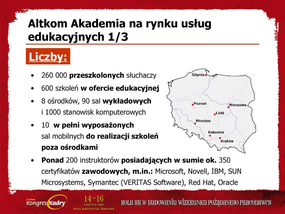 sal mobilnych do realizacji szkoleń poza ośrodkami Ponad 200 instruktorów posiadających w sumie ok.