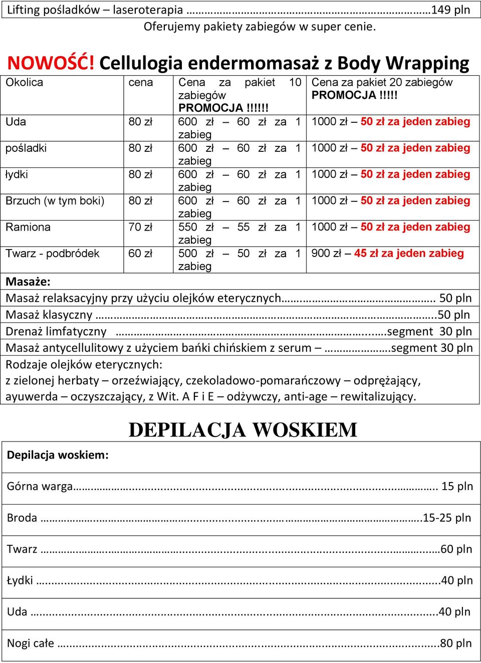 500 zł 50 zł za 1 Cena za pakiet 20 ów PROMOCJA!