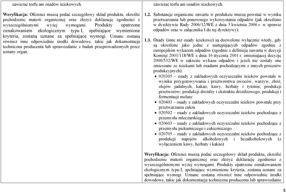 Produkty opatrzone oznakowaniem ekologicznym typu I, spełniające wymienione kryteria, zostaną uznane za spełniające wymogi.