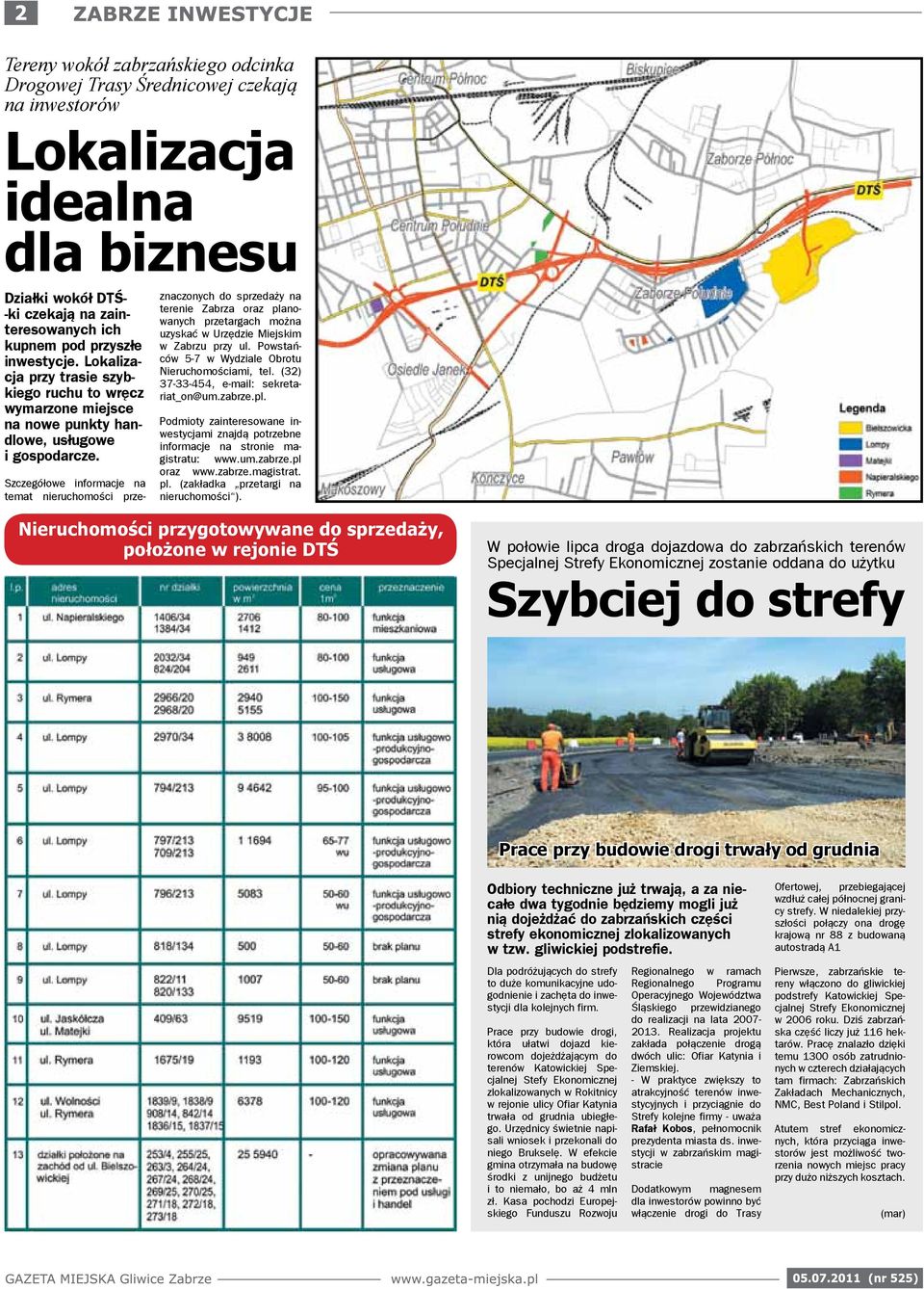 Szczegółowe informacje na temat nieruchomości przeznaczonych do sprzedaży na terenie Zabrza oraz planowanych przetargach można uzyskać w Urzędzie Miejskim w Zabrzu przy ul.