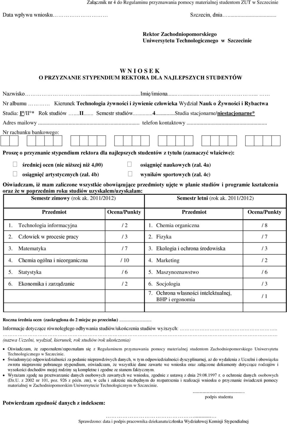 Chemia organiczna / 8 2. Człowiek w procesie pracy / 3 2. Fizyka / 7 3. Matematyka / 7 3. Ekologia i ochrona środowiska / 3 4.