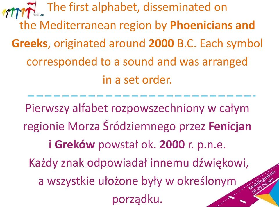 Pierwszy alfabet rozpowszechniony w całym regionie Morza Śródziemnego przez Fenicjan i Greków