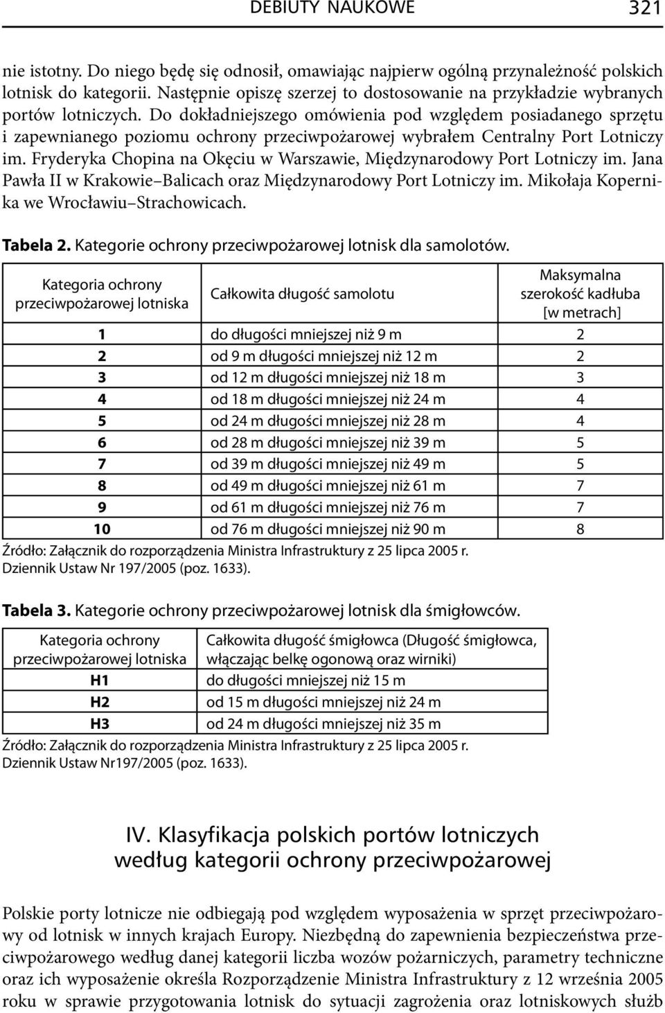 Do dokładniejszego omówienia pod względem posiadanego sprzętu i zapewnianego poziomu ochrony przeciwpożarowej wybrałem Centralny Port Lotniczy im.