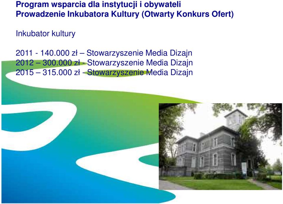 2011-140.000 zł Stowarzyszenie Media Dizajn 2012 300.
