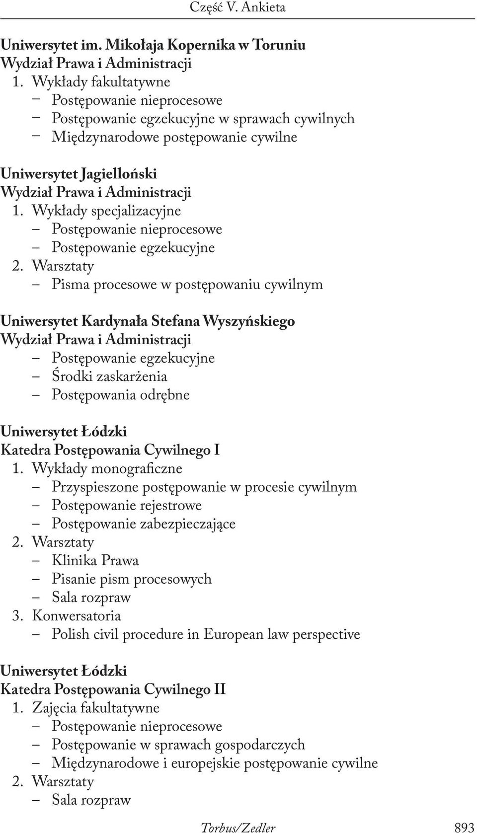 Warsztaty Pisma procesowe w postępowaniu cywilnym Uniwersytet Kardynała Stefana Wyszyńskiego Postępowanie egzekucyjne Środki zaskarżenia Postępowania odrębne Uniwersytet Łódzki Katedra Postępowania