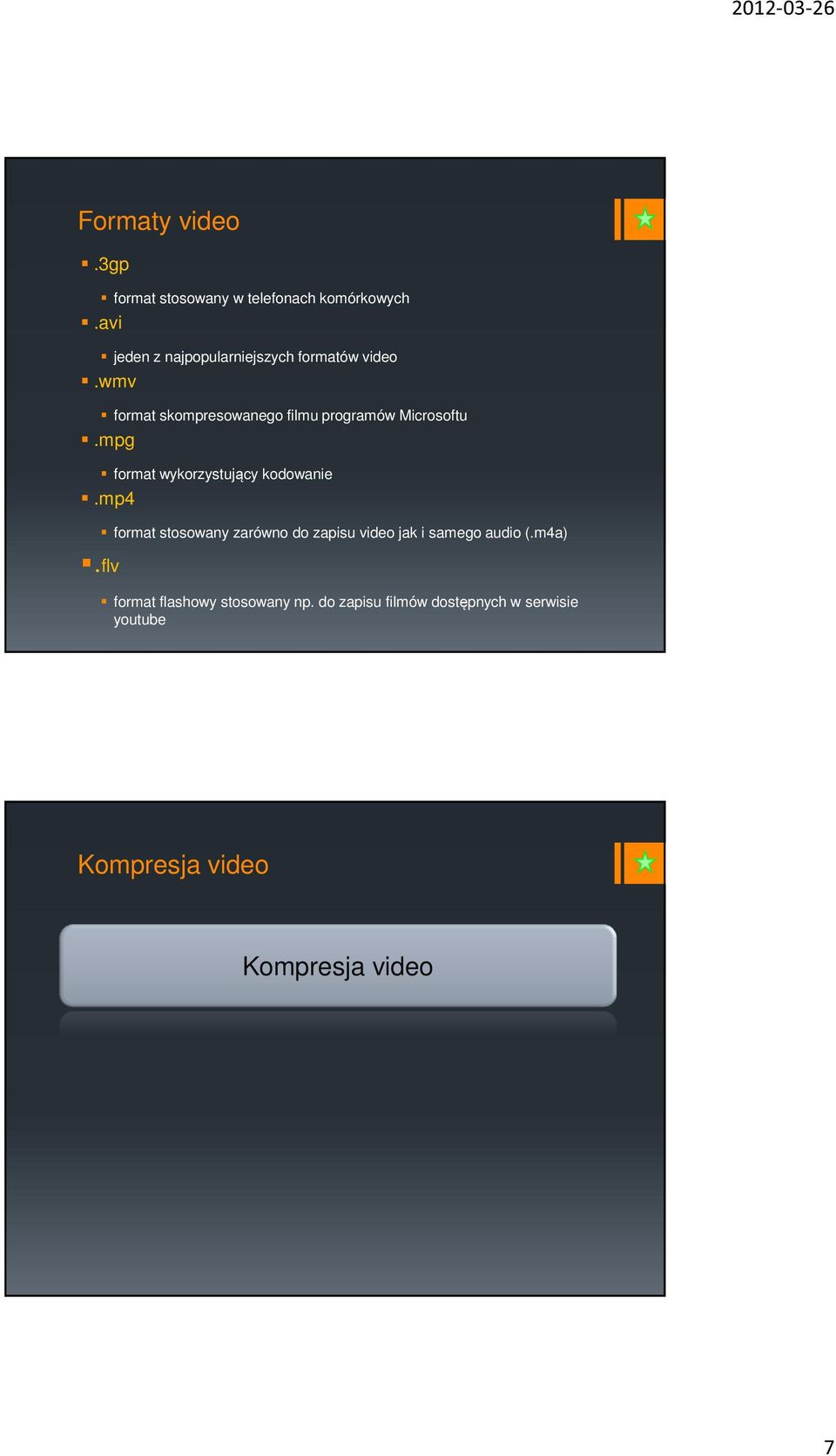 wmv format skompresowanego filmu programów Microsoftu.mpg format wykorzystujący kodowanie.mp4.