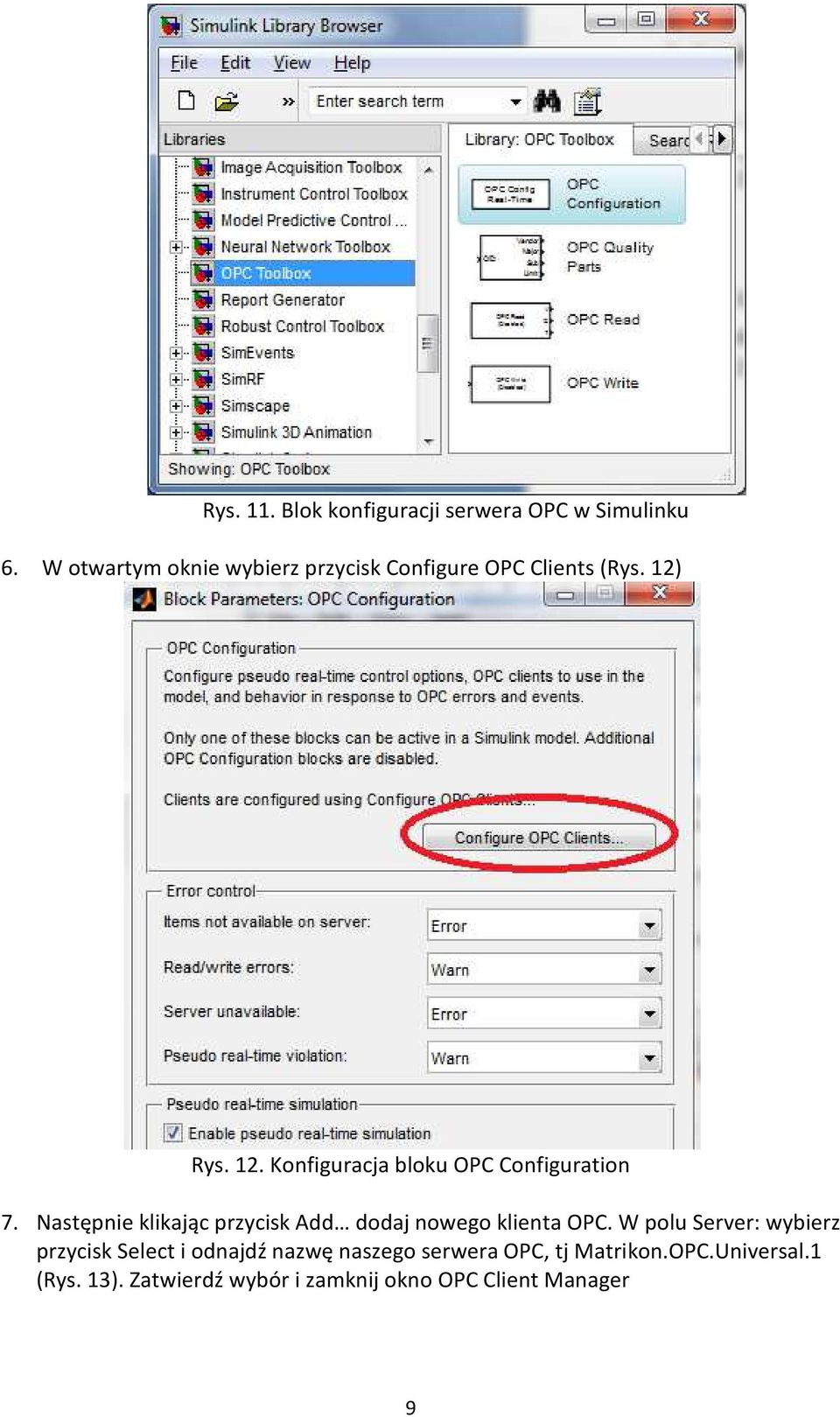 Rys. 12. Konfiguracja bloku OPC Configuration 7.