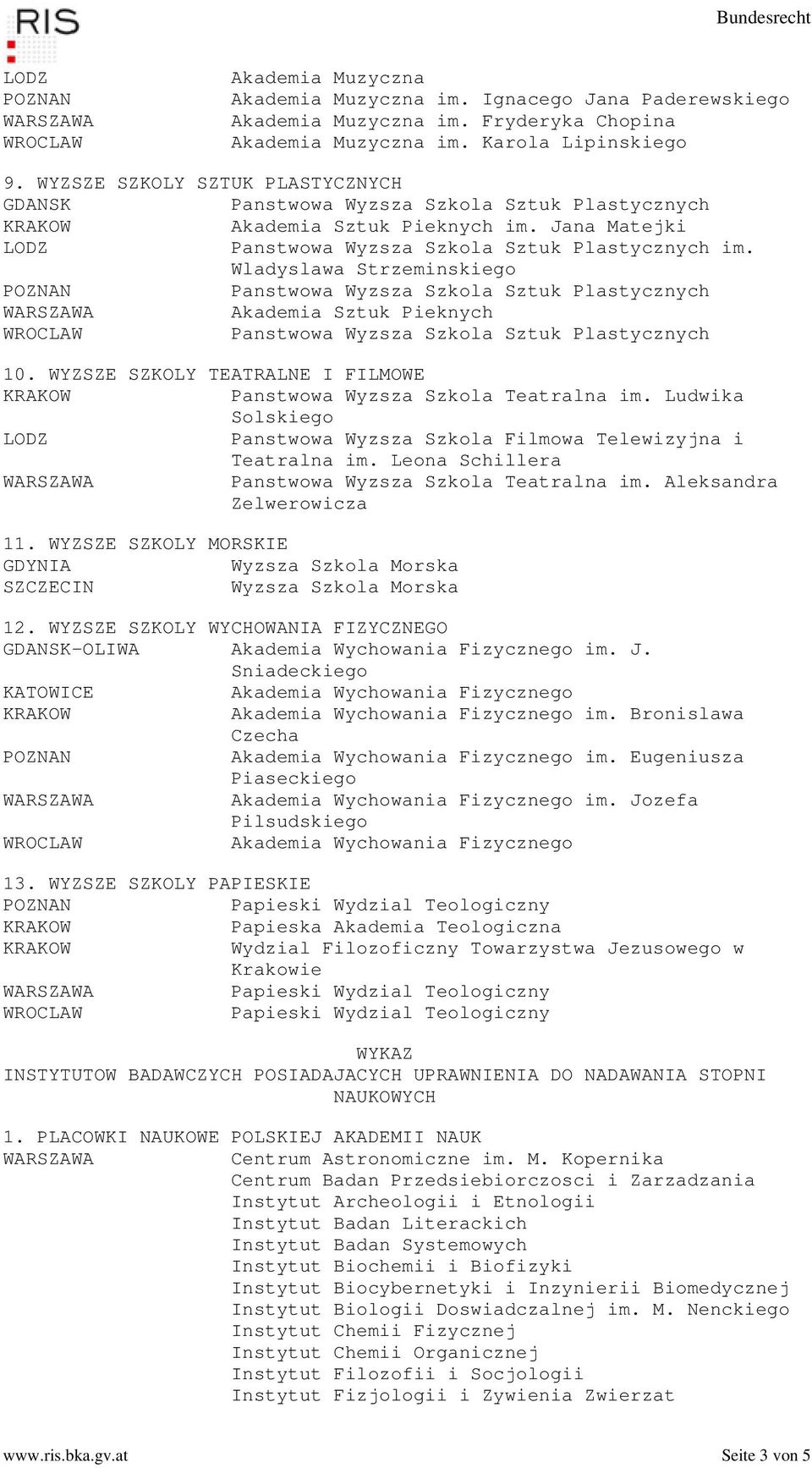 WYZSZE SZKOLY TEATRALNE I FILMOWE Panstwowa Wyzsza Szkola Teatralna im. Ludwika Solskiego Panstwowa Wyzsza Szkola Filmowa Telewizyjna i Teatralna im.