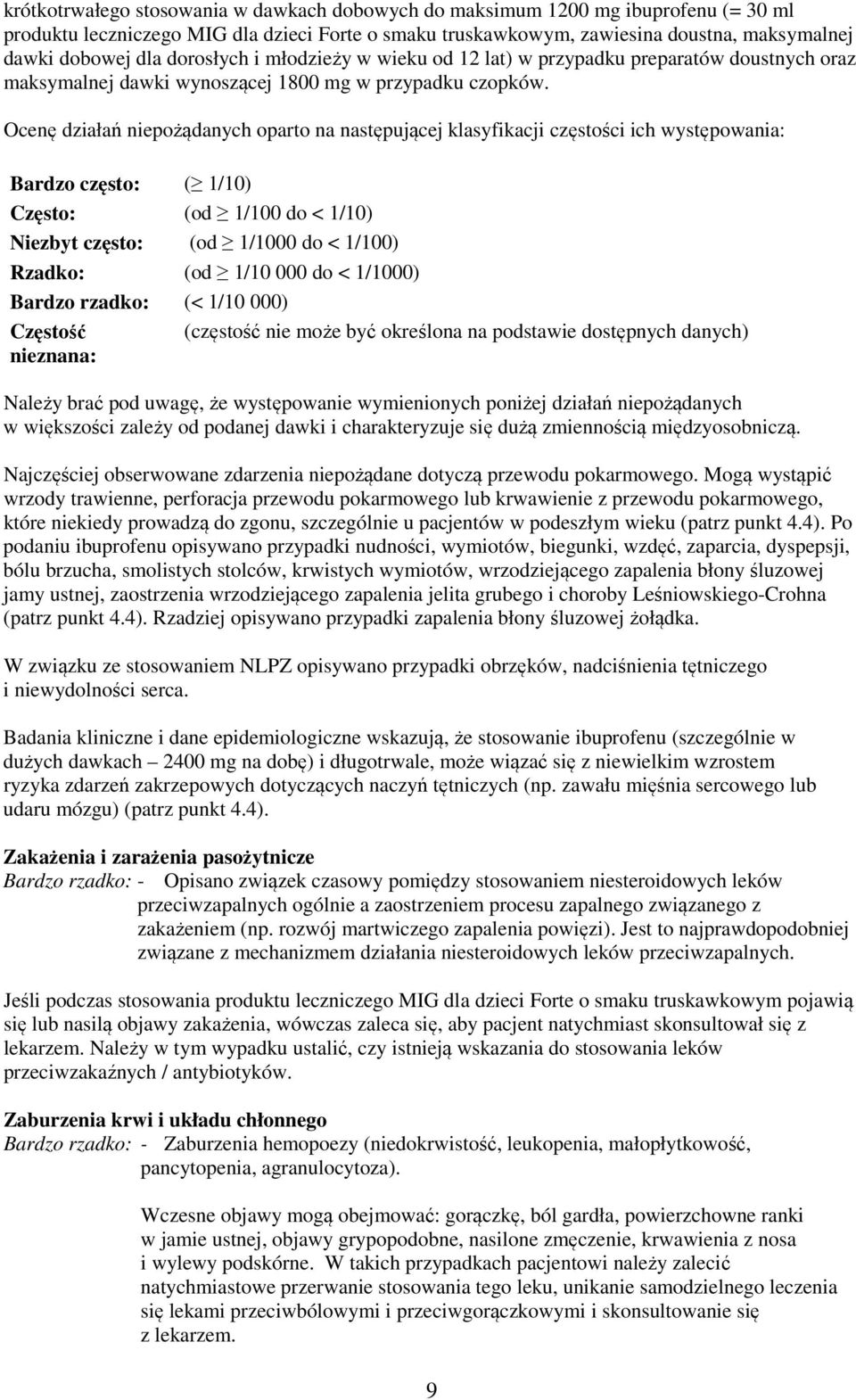 Ocenę działań niepożądanych oparto na następującej klasyfikacji częstości ich występowania: Bardzo często: ( 1/10) Często: (od 1/100 do < 1/10) Niezbyt często: (od 1/1000 do < 1/100) Rzadko: (od 1/10