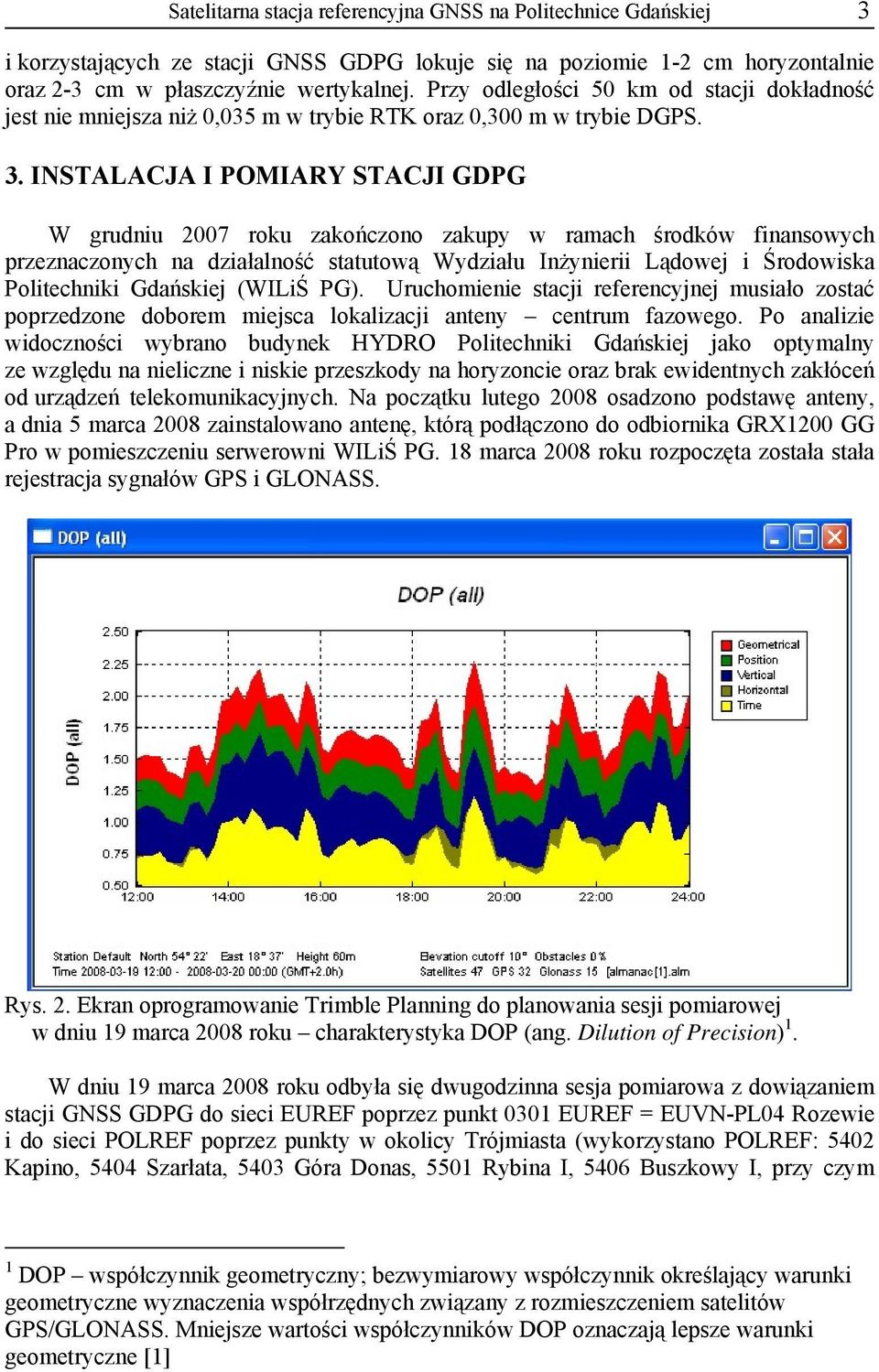 INSTALACJA I POMIARY STACJI GDPG W grudniu 2007 roku zakończono zakupy w ramach środków finansowych przeznaczonych na działalność statutową Wydziału Inżynierii Lądowej i Środowiska Politechniki