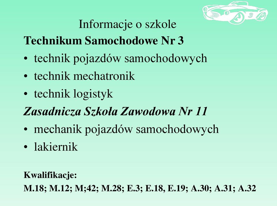 Szkoła Zawodowa Nr 11 mechanik pojazdów samochodowych lakiernik