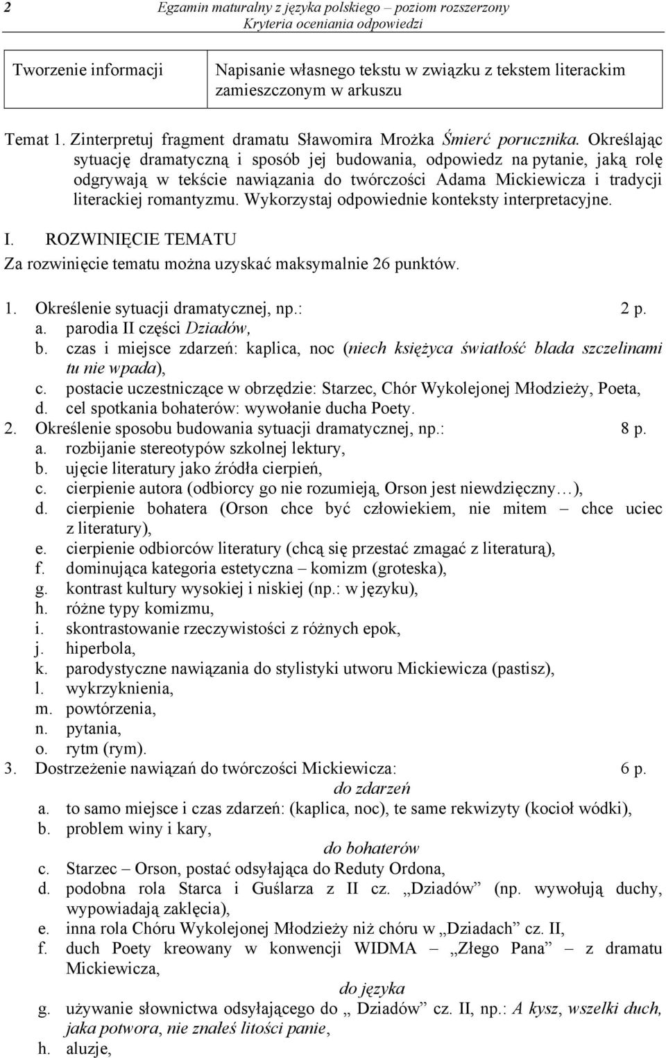 Określając sytuację dramatyczną i sposób jej budowania, odpowiedz na pytanie, jaką rolę odgrywają w tekście nawiązania do twórczości Adama Mickiewicza i tradycji literackiej romantyzmu.