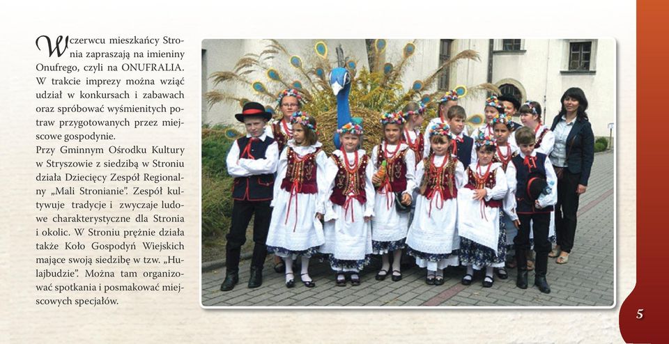 Przy Gminnym Ośrodku Kultury w Stryszowie z siedzibą w Stroniu działa Dziecięcy Zespół Regionalny Mali Stronianie.