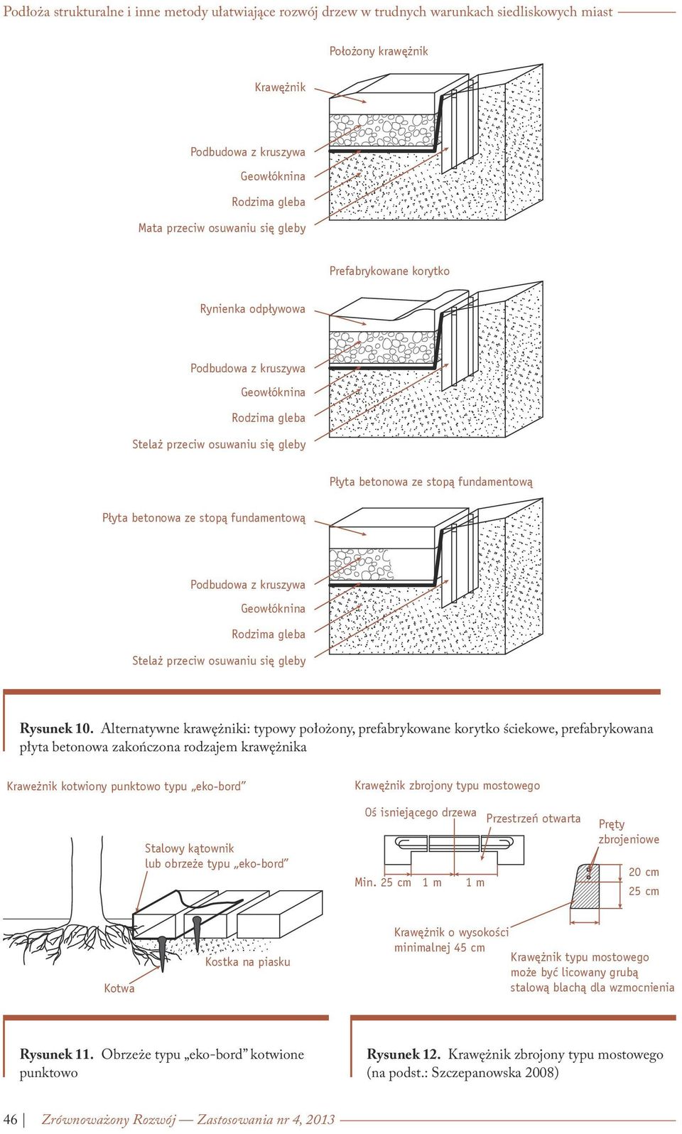 fundamentową Podbudowa z kruszywa Geowłóknina Rodzima gleba Stelaż przeciw osuwaniu się gleby Rysunek 10.