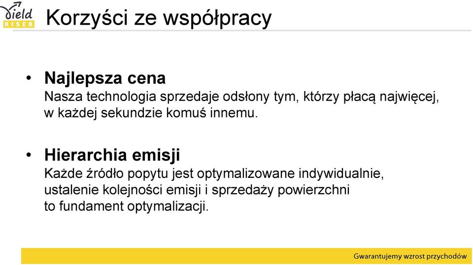 Hierarchia emisji Każde źródło popytu jest optymalizowane