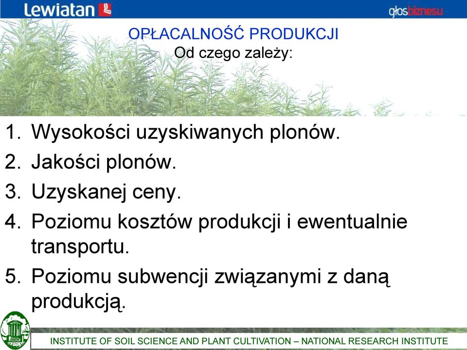 Poziomu kosztów produkcji i ewentualnie transportu. 5.