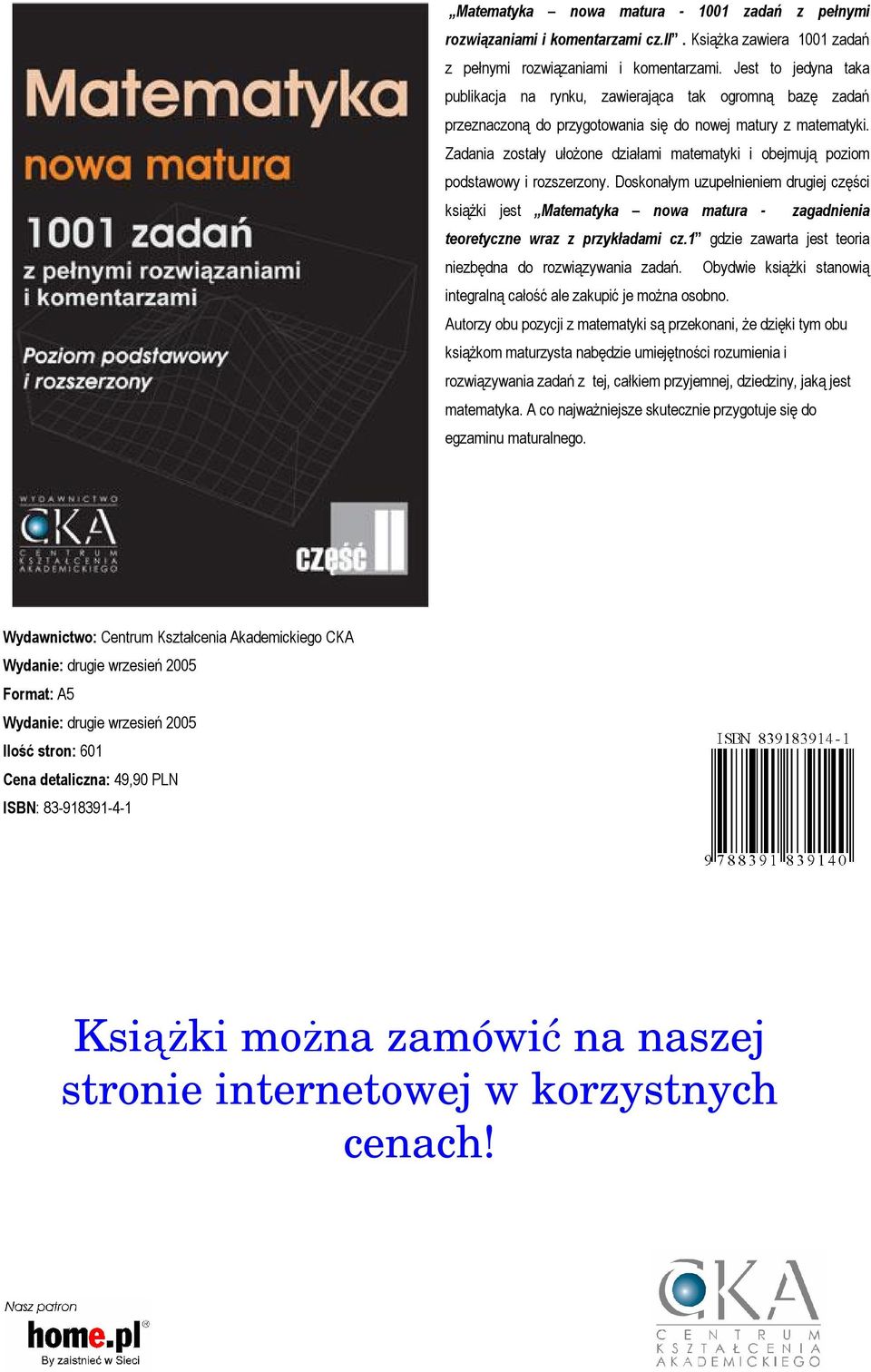 Zadania zostały ułożone działami matematyki i obejmują poziom podstawowy i rozszerzony.