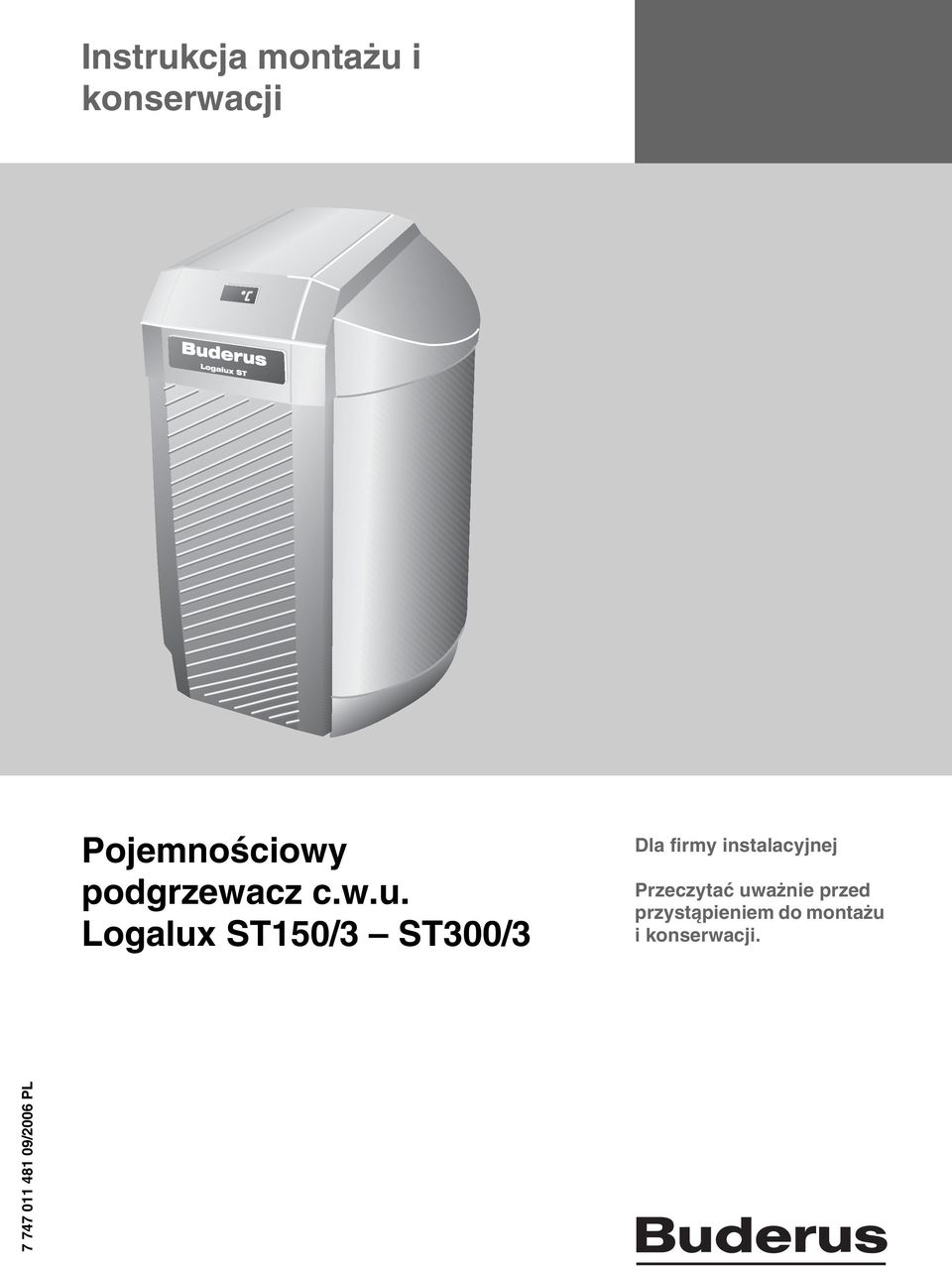Logalux ST50/3 ST300/3 Dla firmy instalacyjnej
